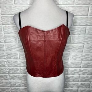 WILSON’S LEATHER Vintage Y2K Corset Tank Crop Top Red Black Size L